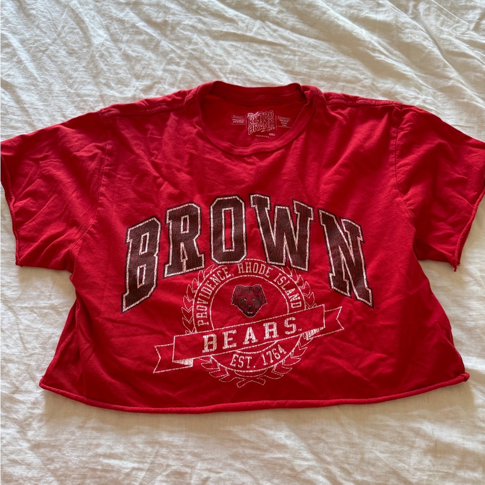 Red Brown Bears Cropped T-Shirt